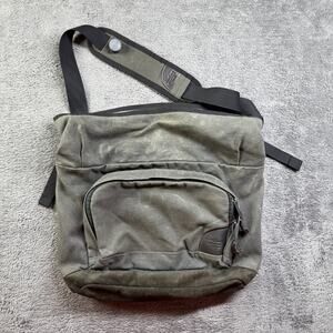 Overland Equipment Messenger Crossbody Shoulder Bag Gray Canvas Suede Snap Close
